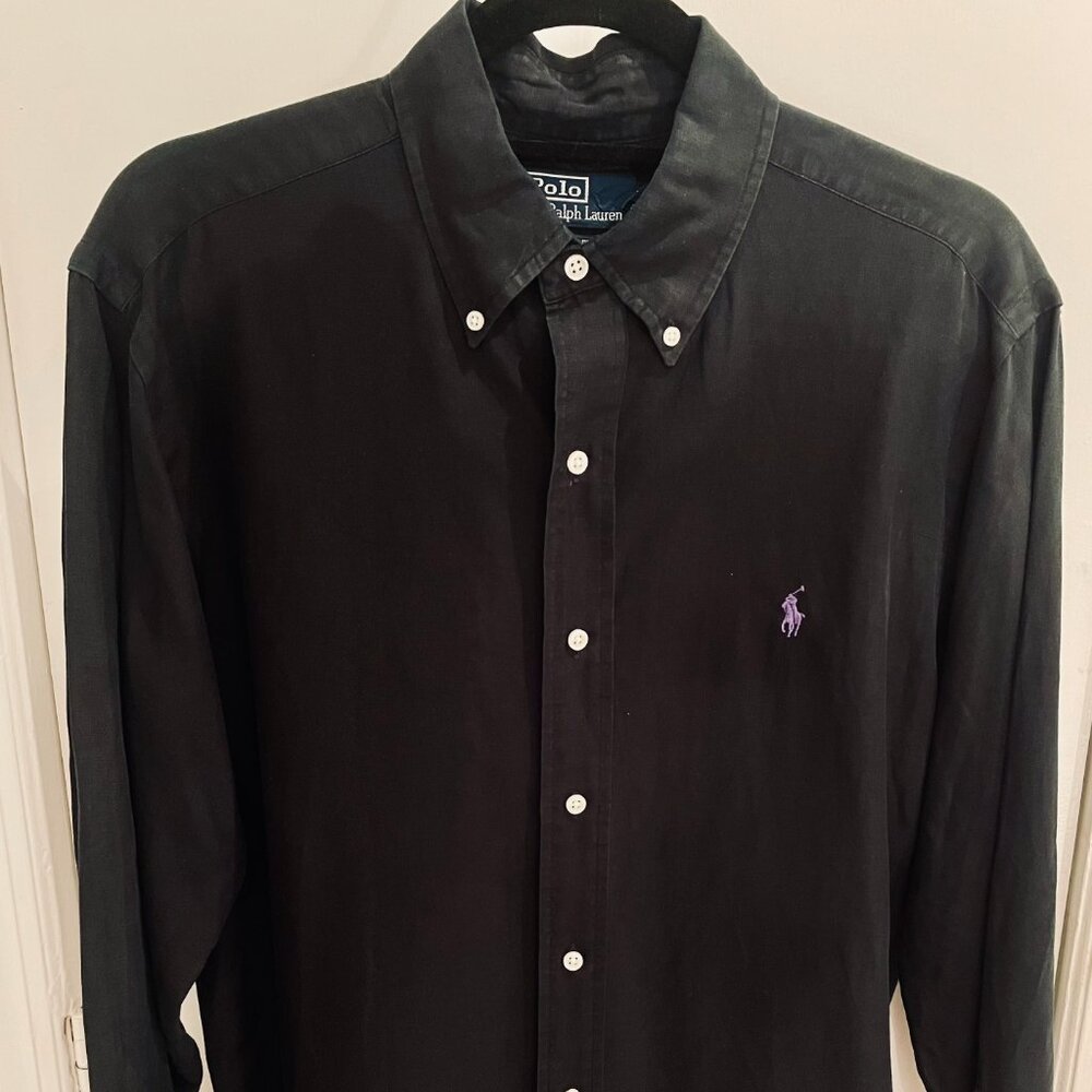 Ralph Lauren Dark Navy Classic Fit Linen Shirt - Size M